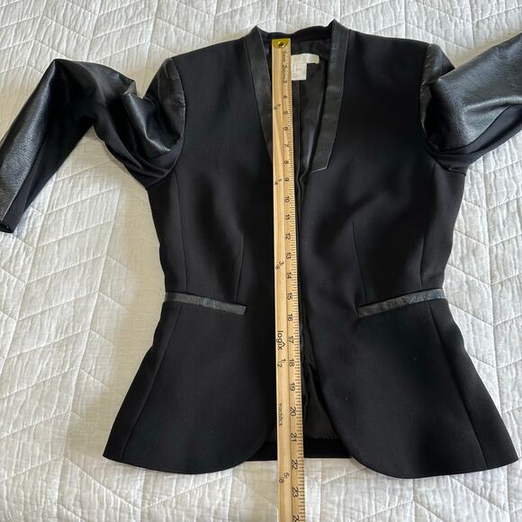 H&M Women’s Faux Leather And Knit Fabric Blazer Black Size 2 - Picture 8 of 8